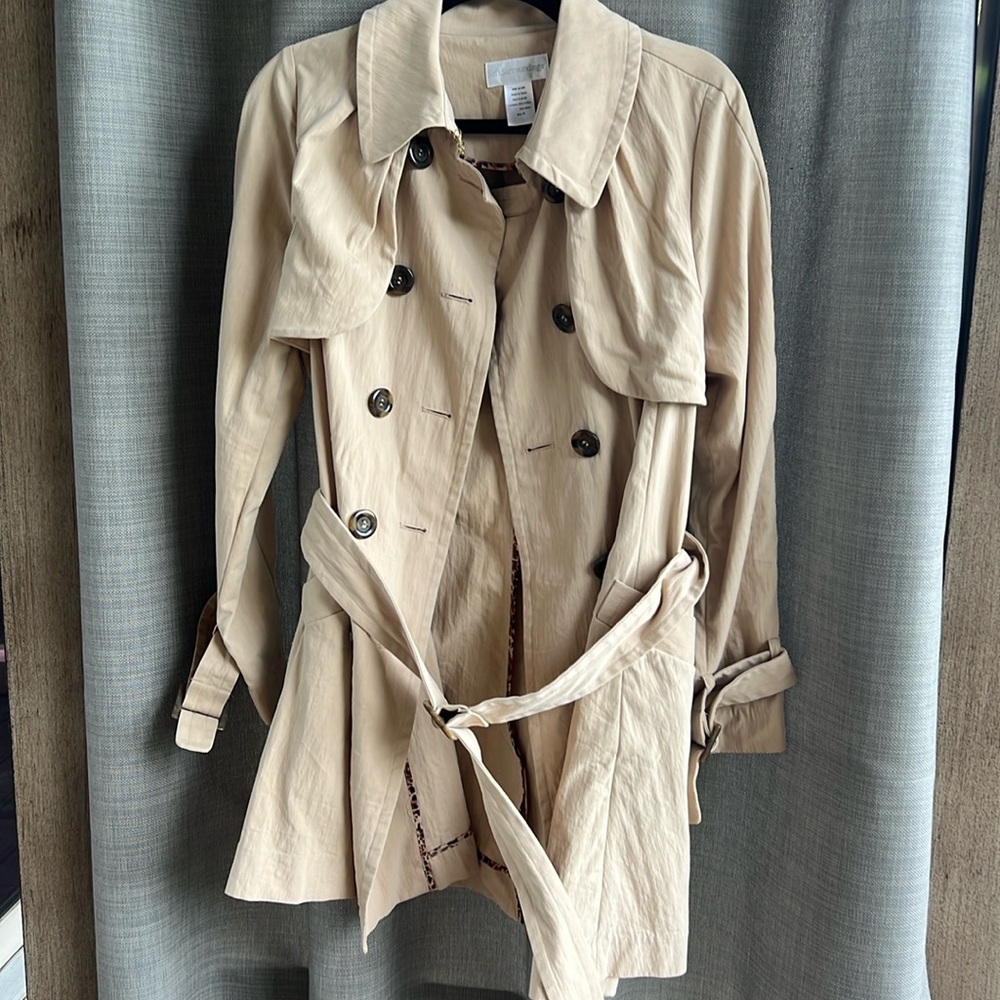 Soft Surroundings Classic Khaki Belted Trench Coat size medium